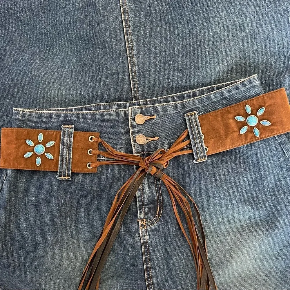 Vintage‎ Y2K Squeeze by Stephen Hardy side slit midi blue jean skirt - 9/10